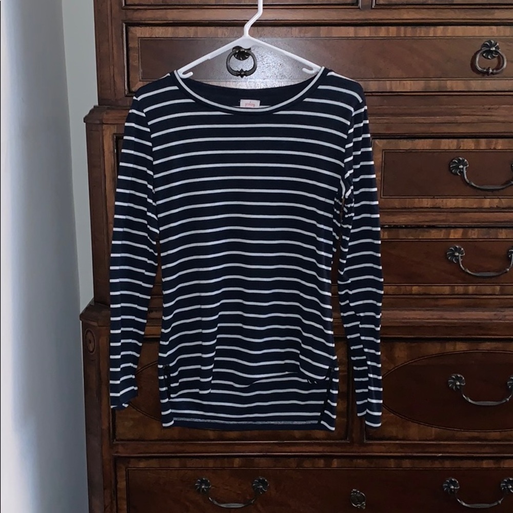 Striped long sleeve with faux leather details